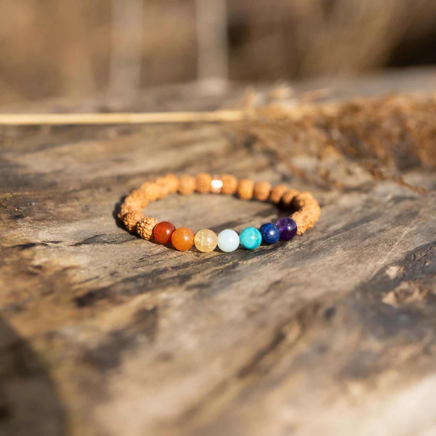 7 Chakra Armband echte Steine - Balance